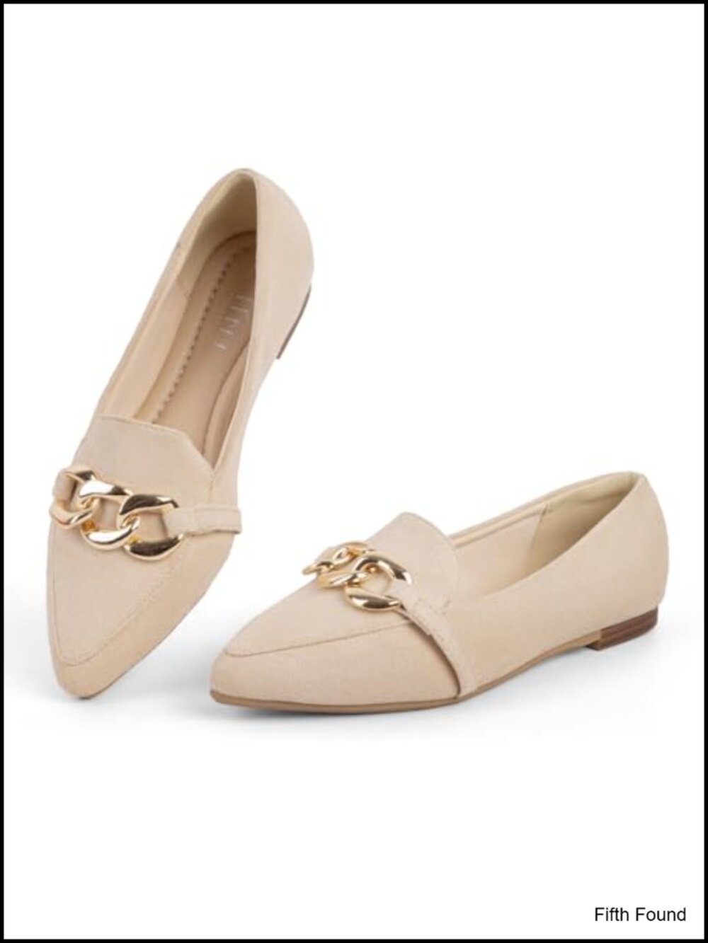 Women's Pointed Toe Loafers with Chain Detail Slip-On Flats for Office